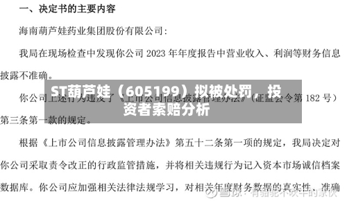 ST葫芦娃（605199）拟被处罚	，投资者索赔分析-第2张图片